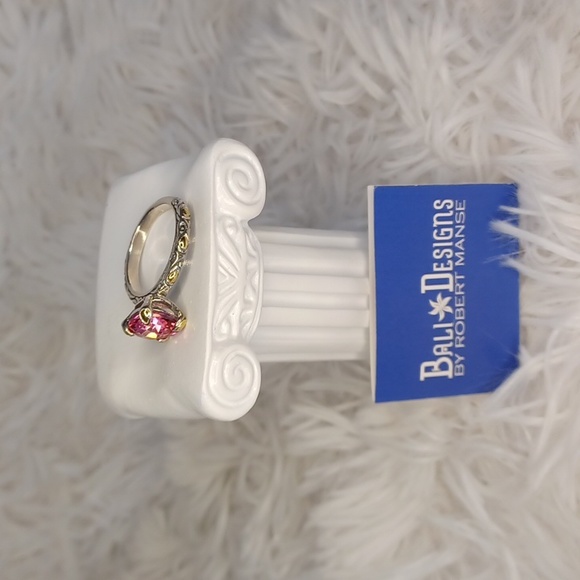 Bali Designs Sterling & 18K Gold Azotic Pink Quartz Solitaire Ring NEW Size 9 - Picture 8 of 10